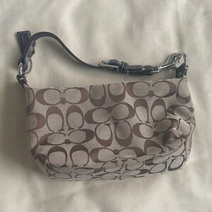 Coach Tan and Brown Signature Shoulder Bag